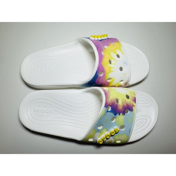 CROCS *NEW* Tie Dye Slide Multicolor Comfort Sandals Unisex Mens 5 Womens 7 - Picture 5 of 7